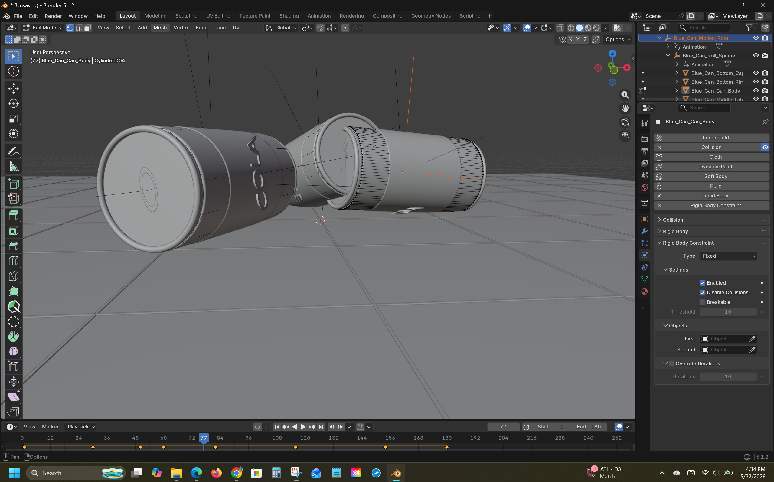Robot character moment in the Blender animation